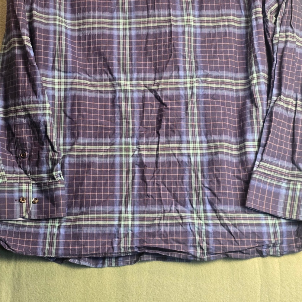 Tommy Bahama Mens 2XLB Big Silk Blend Plaid Long Sleeve Button Down Shirt Navy - Picture 10 of 11